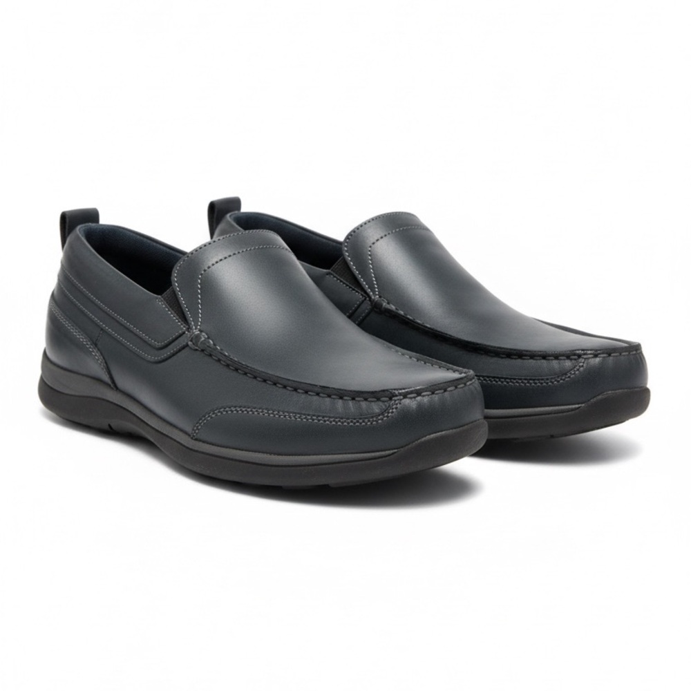 Mens Propet Preston Navy Leather Sz 13 X-Wide 3E SlipOn Loafer Orthotic Friendly